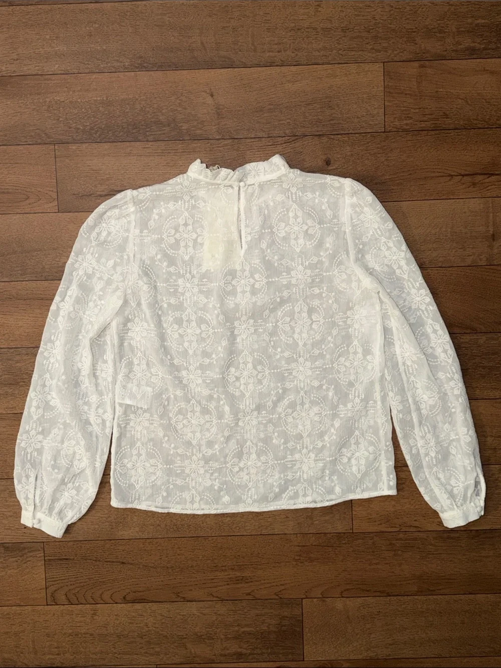 Sézane Size US 2 / FR 34 Valentine Blouse In Ecru NWT Embroidered Quiet Luxury